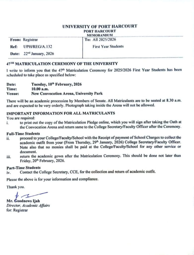 uniport-2025-2026-matriculation-ceremony